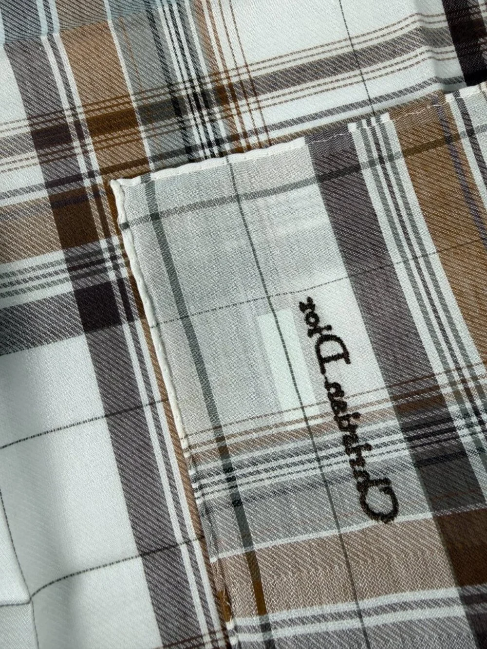 NWT Christian Dior Plaid Cotton Scarf 19
